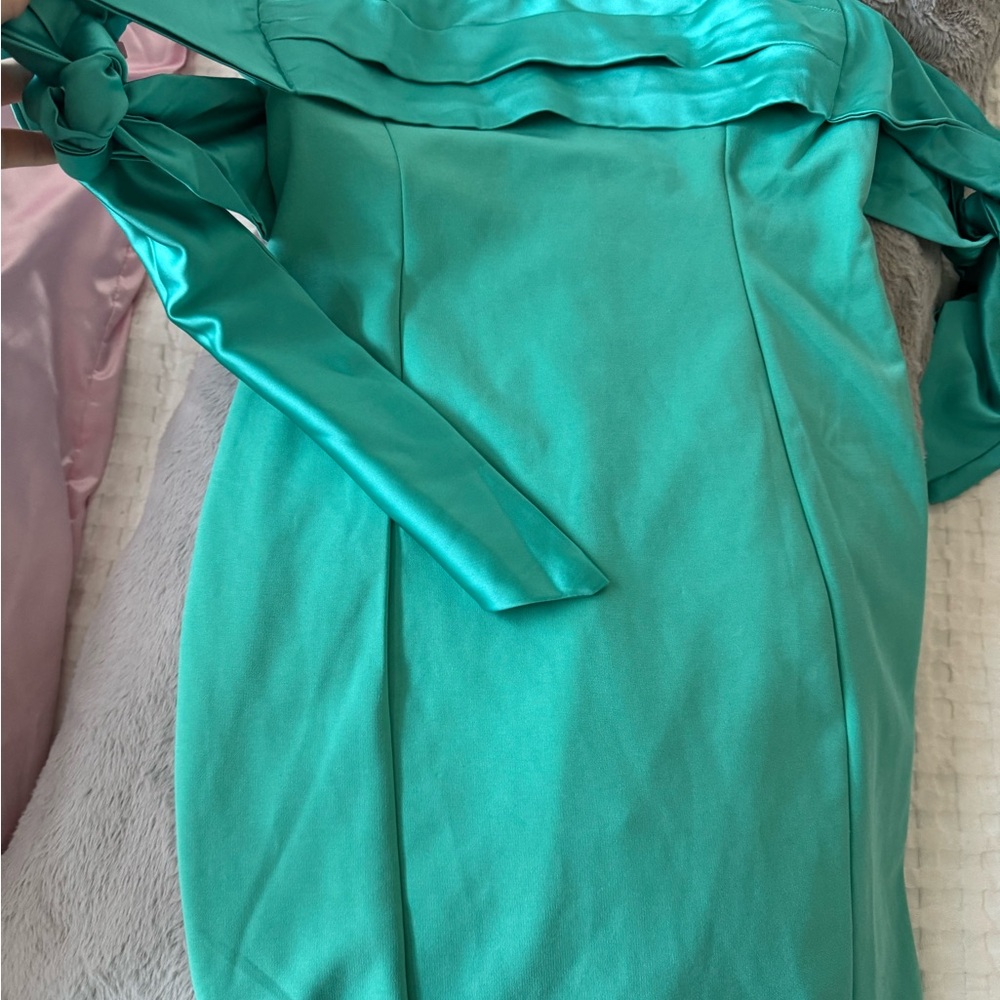 Elegant Teal Off-Shoulder Dress